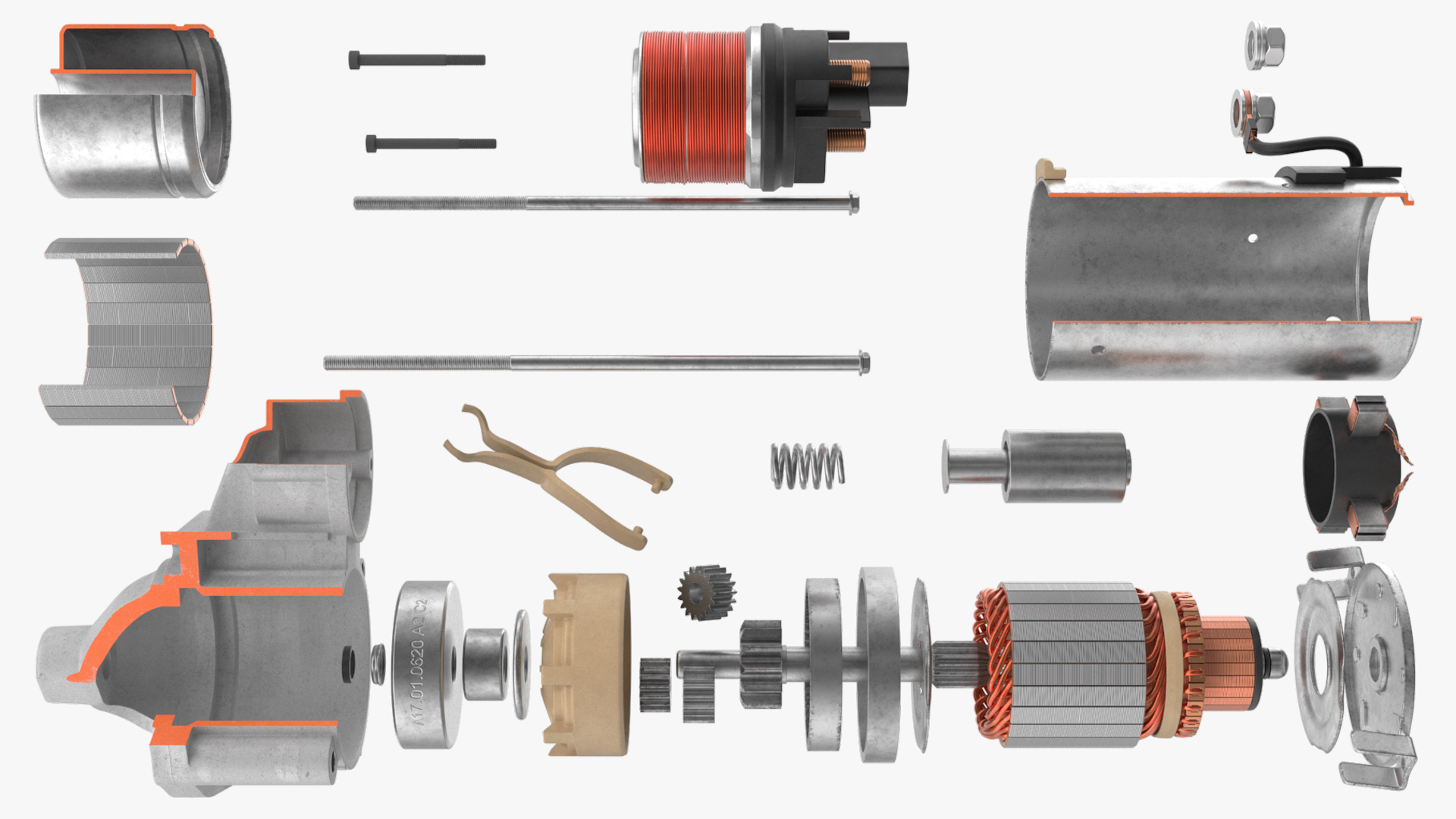 DC Cutaway Starter Motor with Housing, view 3