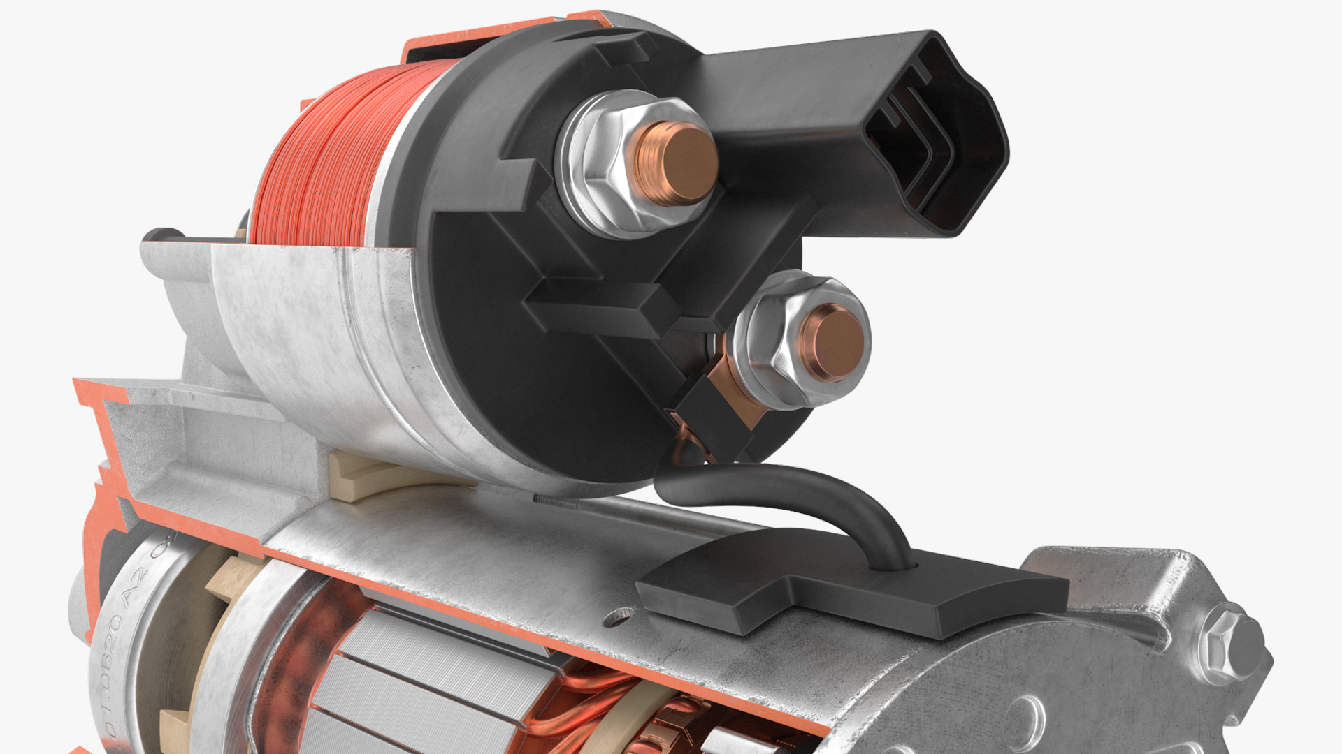 DC Cutaway Starter Motor with Housing, view 4