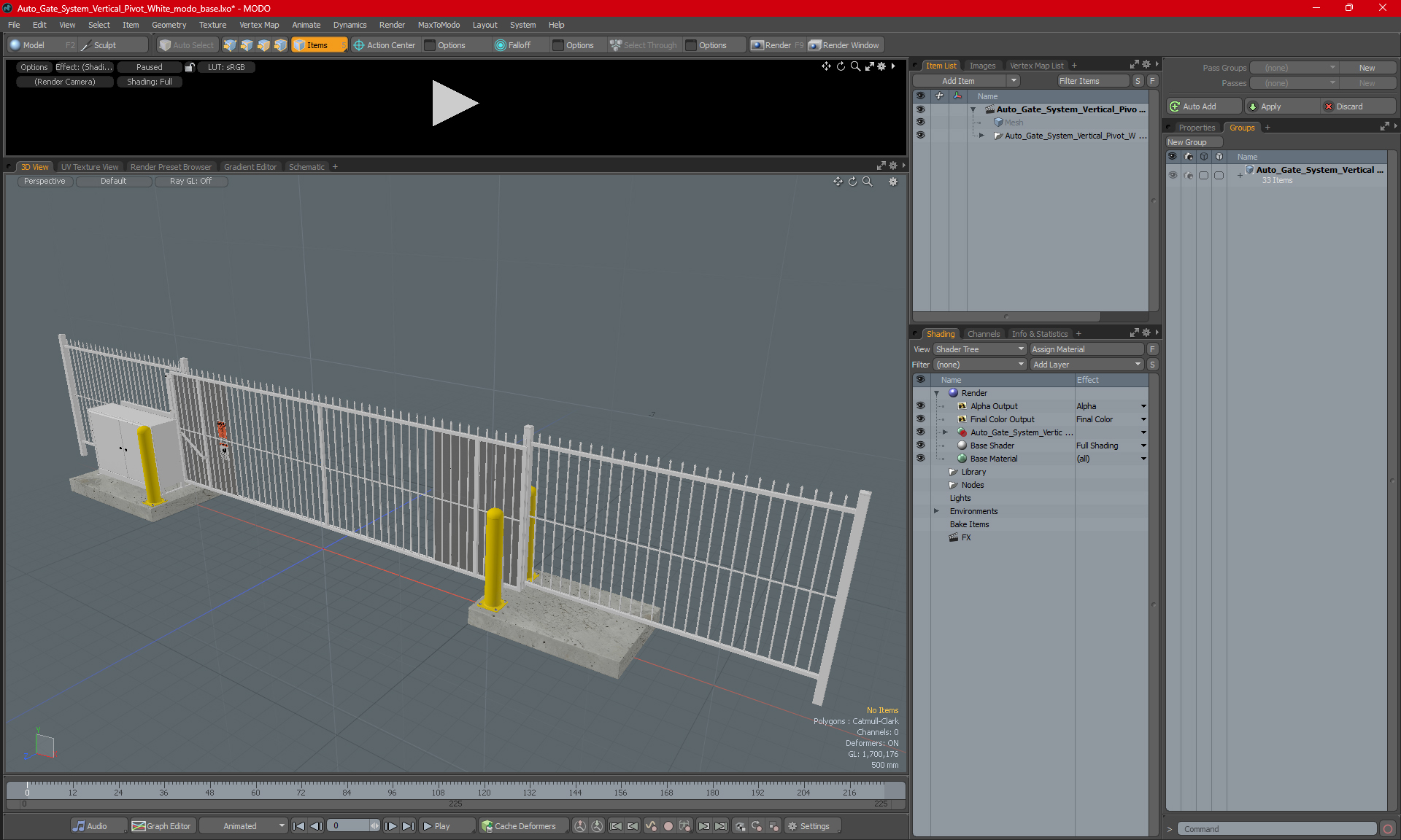 Auto Gate System Vertical Pivot White 3D