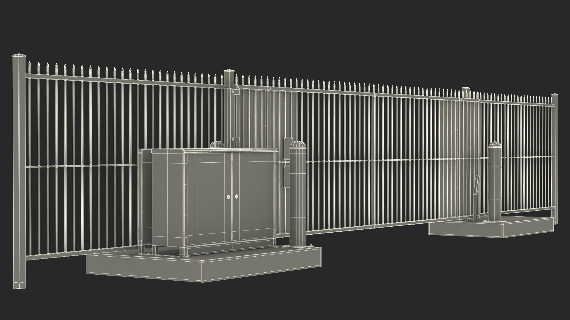 Auto Gate System Vertical Pivot White 3D