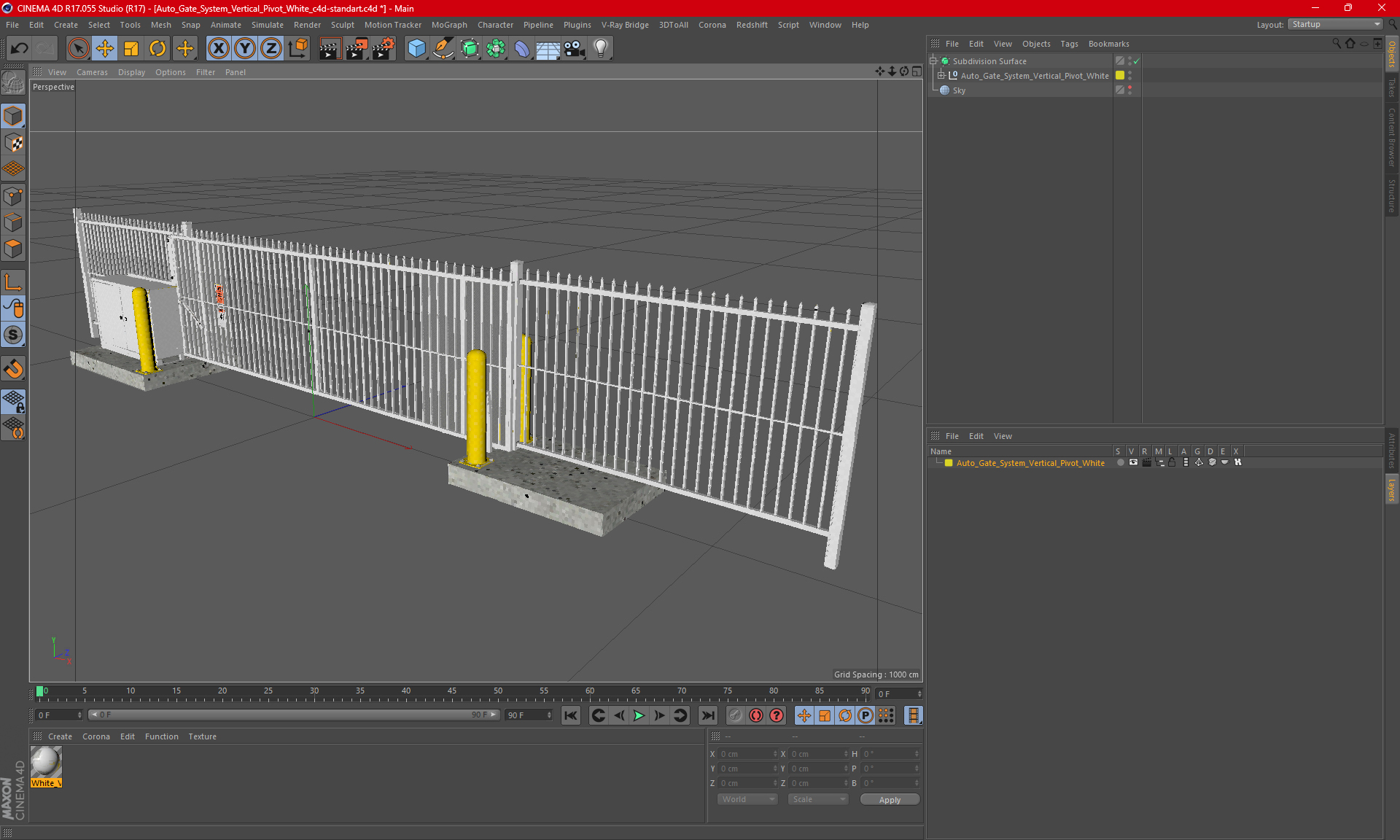 Auto Gate System Vertical Pivot White 3D