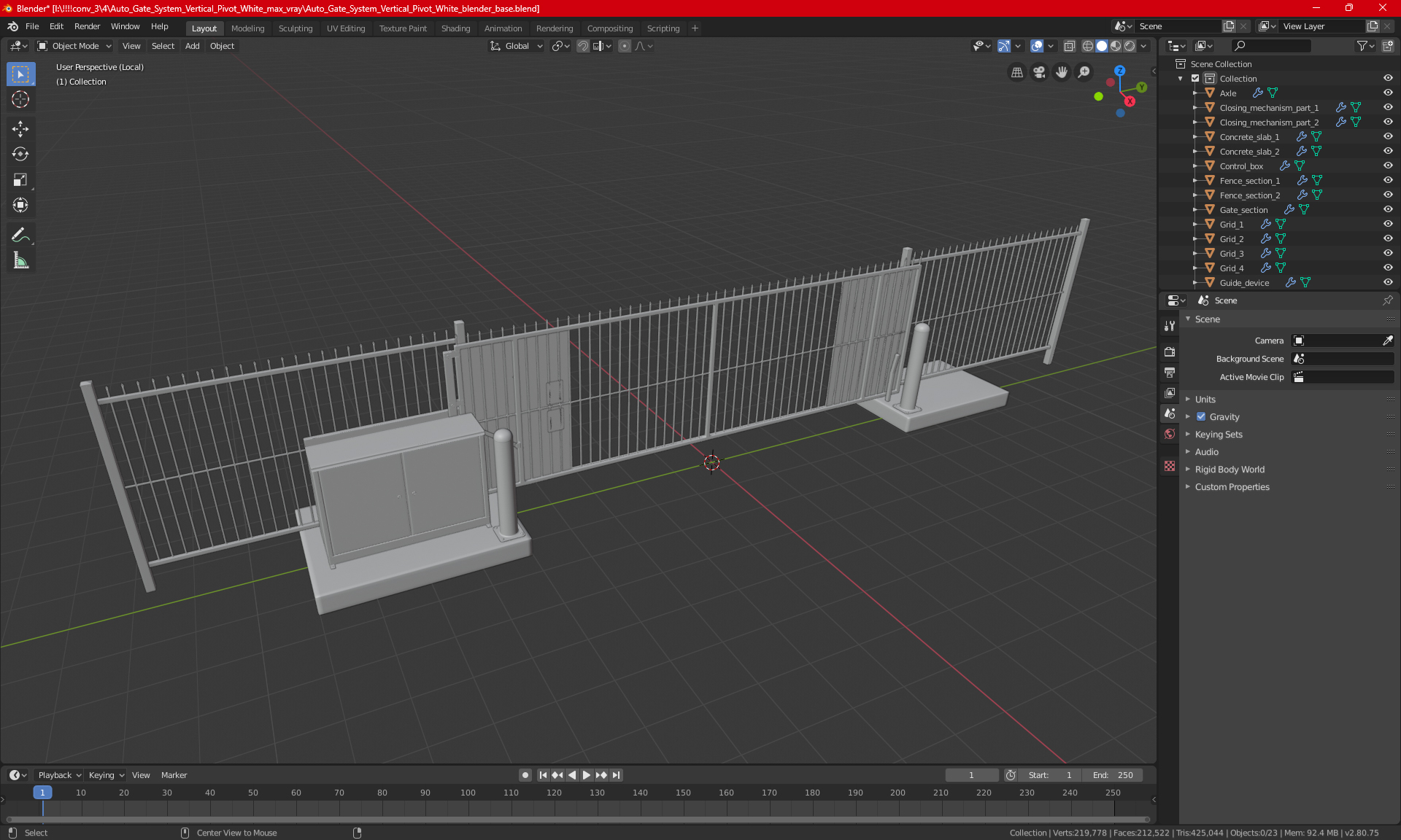 Auto Gate System Vertical Pivot White 3D