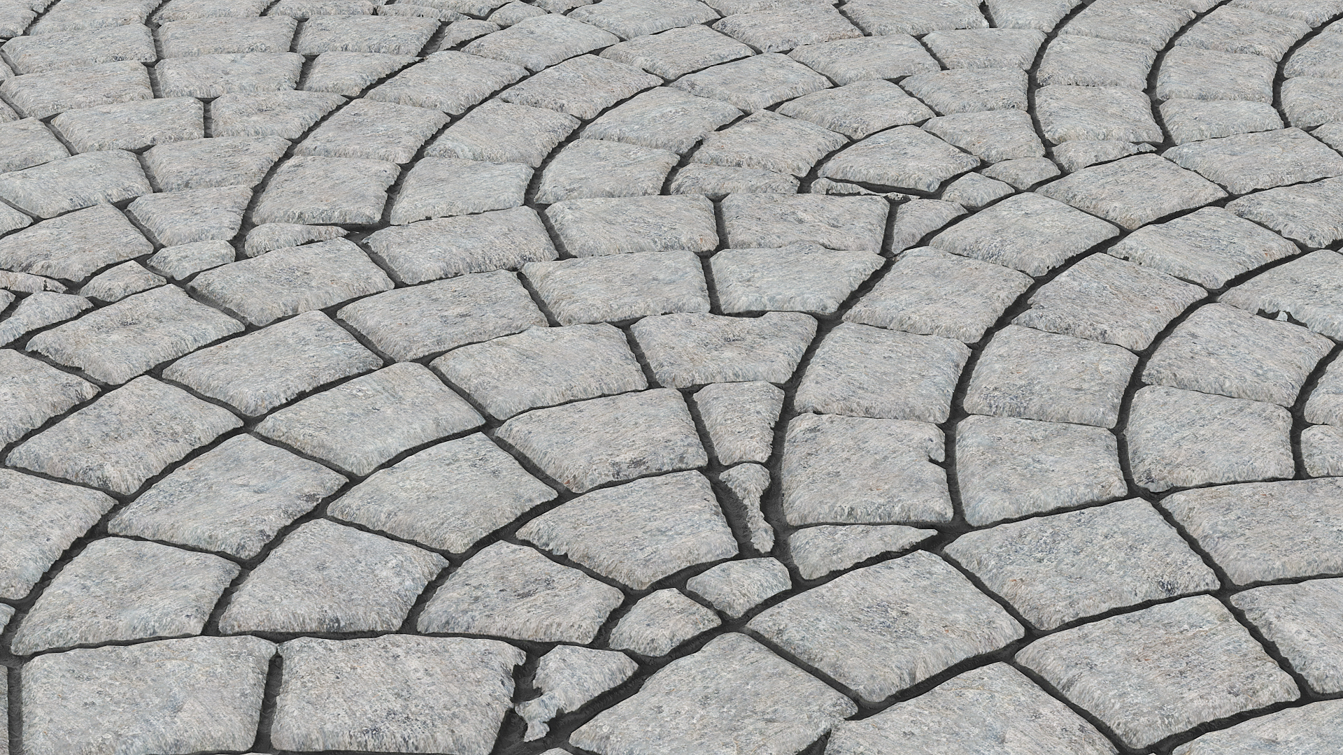 Cobblestone Sidewalk with Concrete Kerb Set Gray, view 3