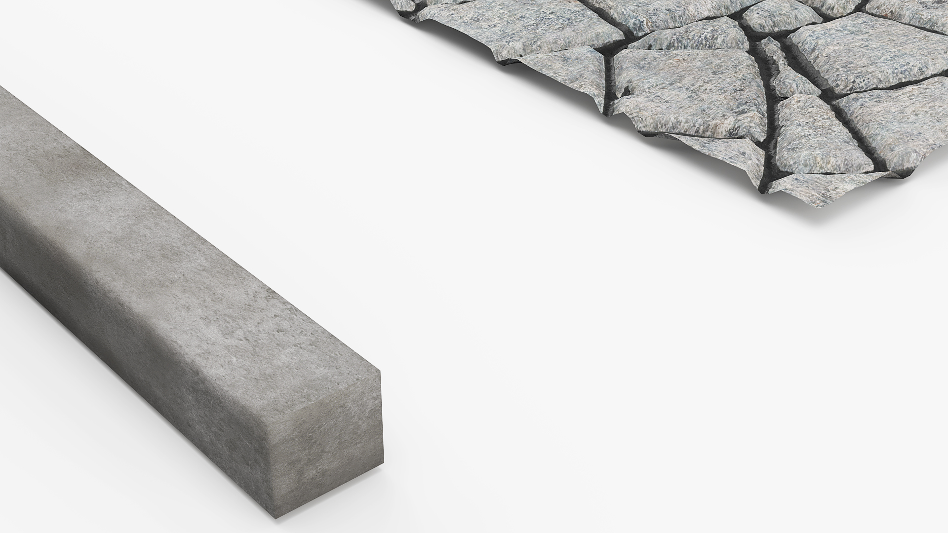 Cobblestone Sidewalk with Concrete Kerb Set Gray, view 4