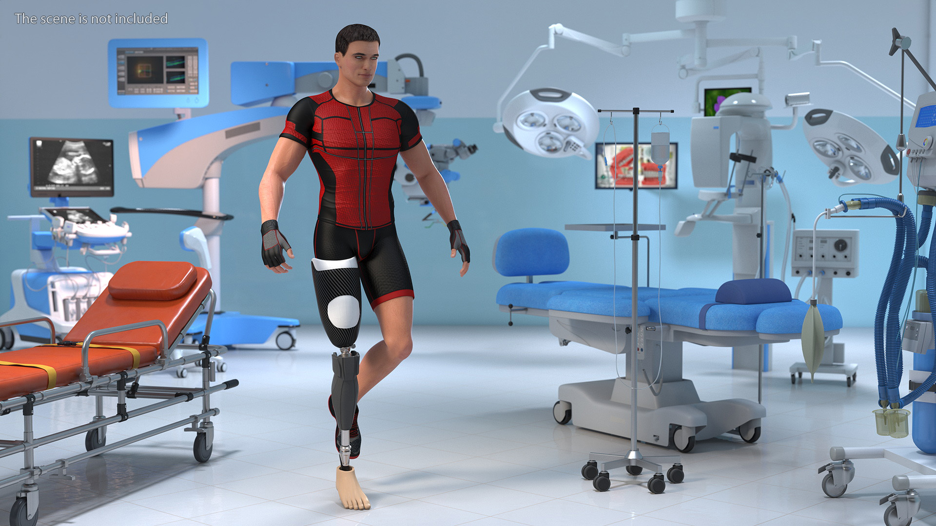 3D model Sportsman Wearing Prosthetic Leg Walking Pose