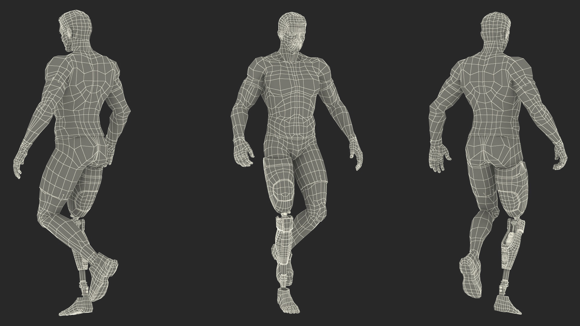 3D model Sportsman Wearing Prosthetic Leg Walking Pose
