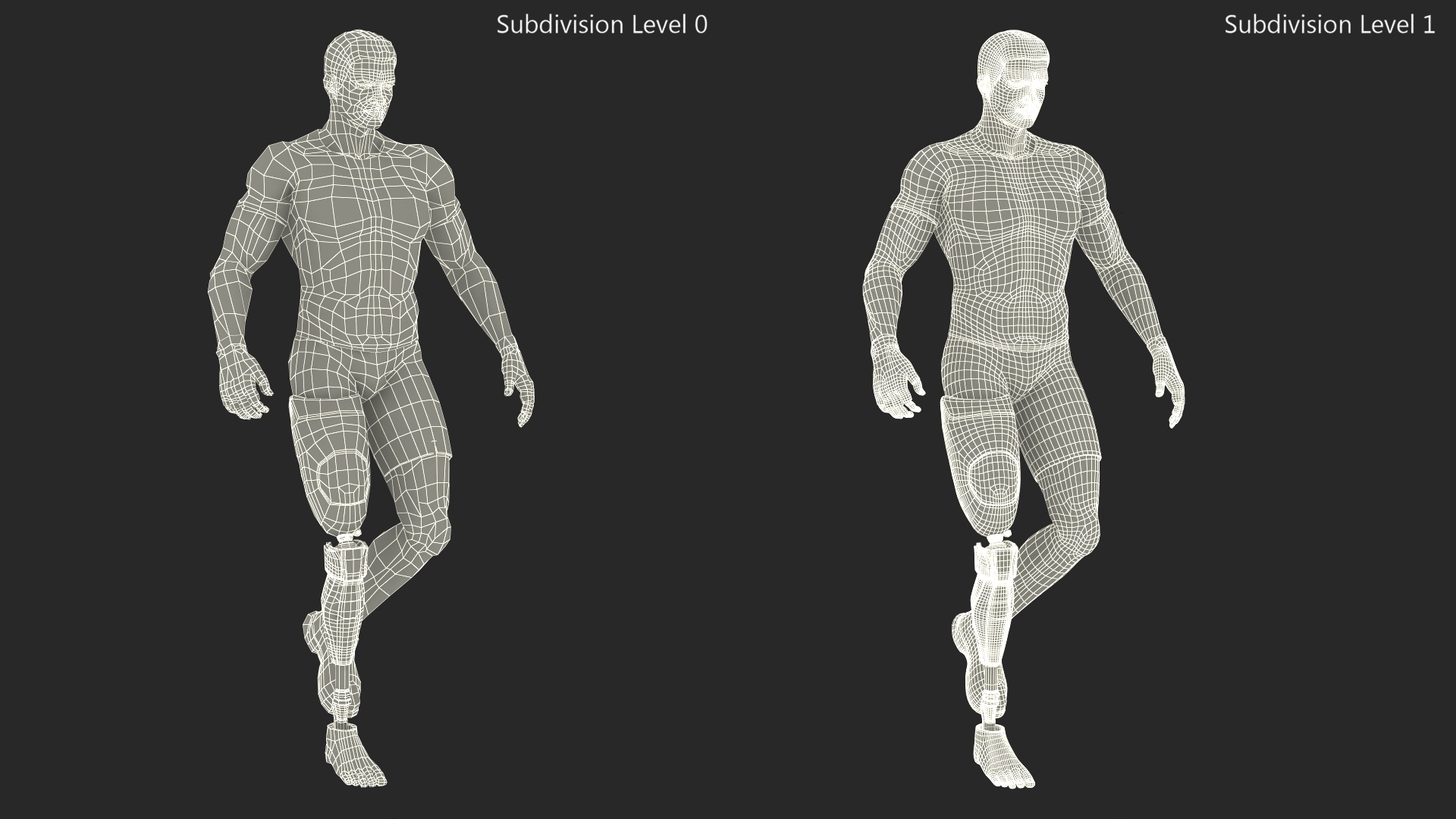 3D model Sportsman Wearing Prosthetic Leg Walking Pose