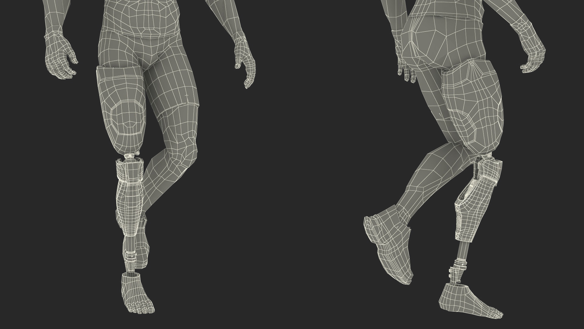 3D model Sportsman Wearing Prosthetic Leg Walking Pose