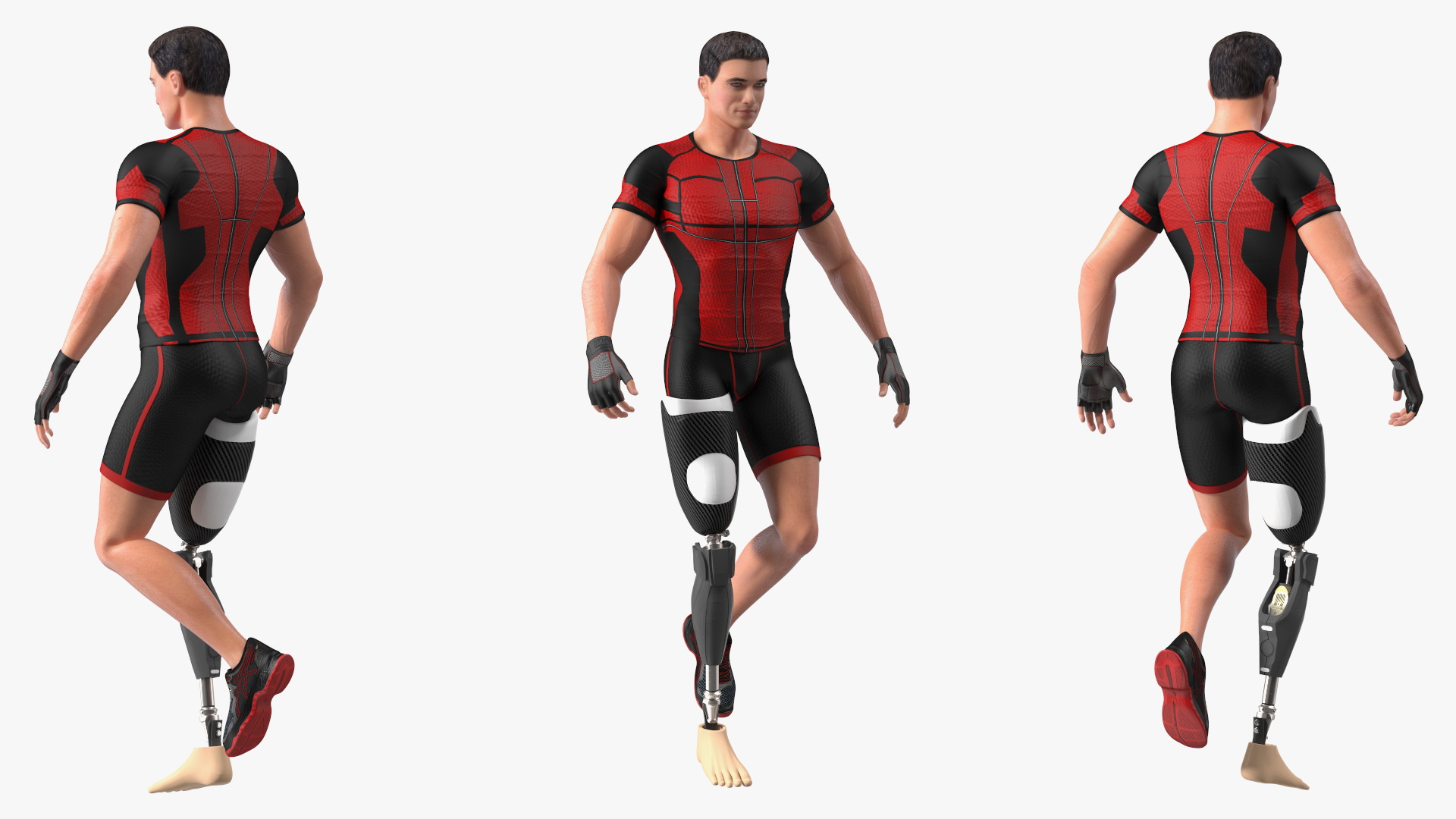3D model Sportsman Wearing Prosthetic Leg Walking Pose