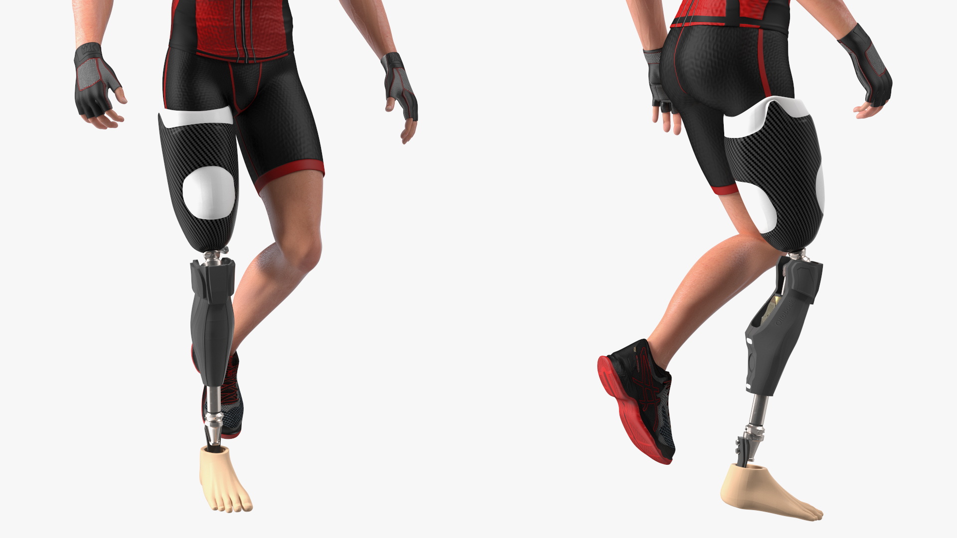 3D model Sportsman Wearing Prosthetic Leg Walking Pose