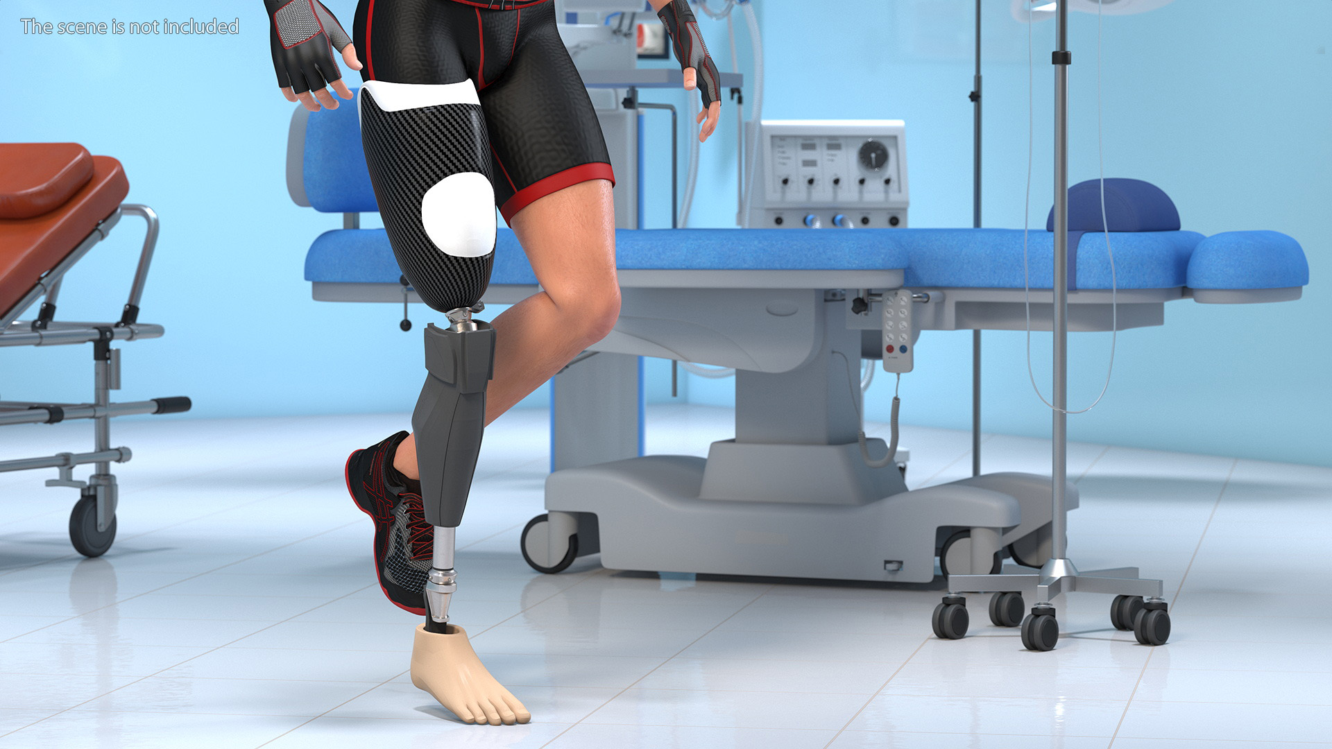 3D model Sportsman Wearing Prosthetic Leg Walking Pose