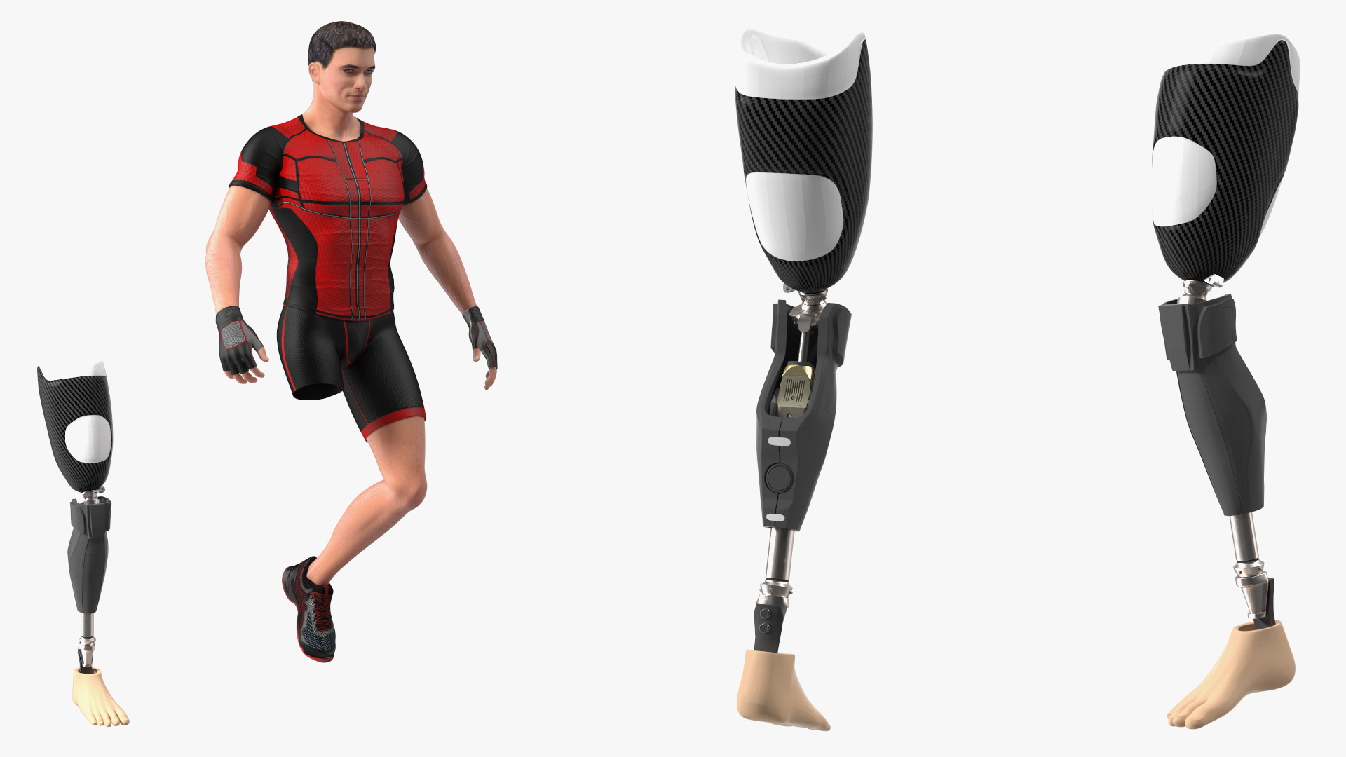3D model Sportsman Wearing Prosthetic Leg Walking Pose