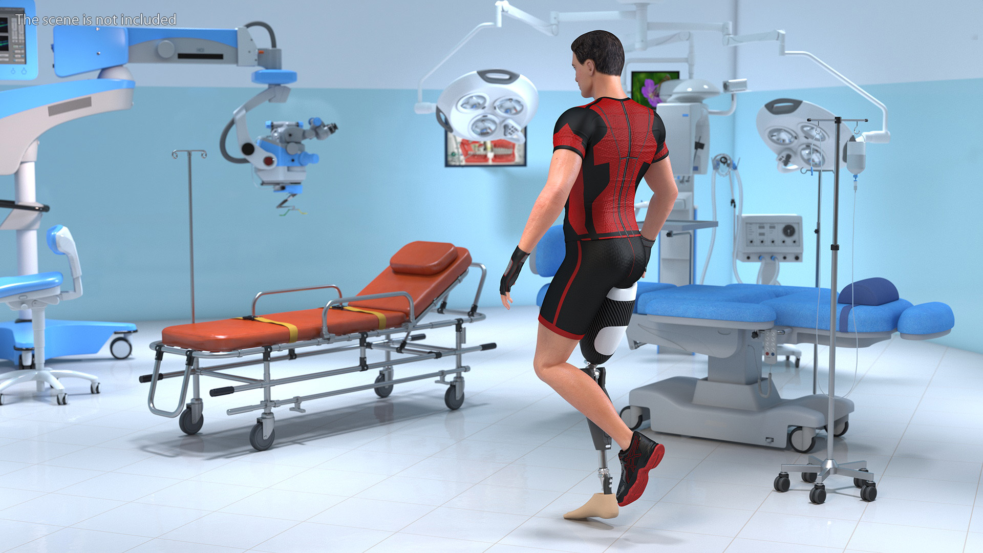 3D model Sportsman Wearing Prosthetic Leg Walking Pose