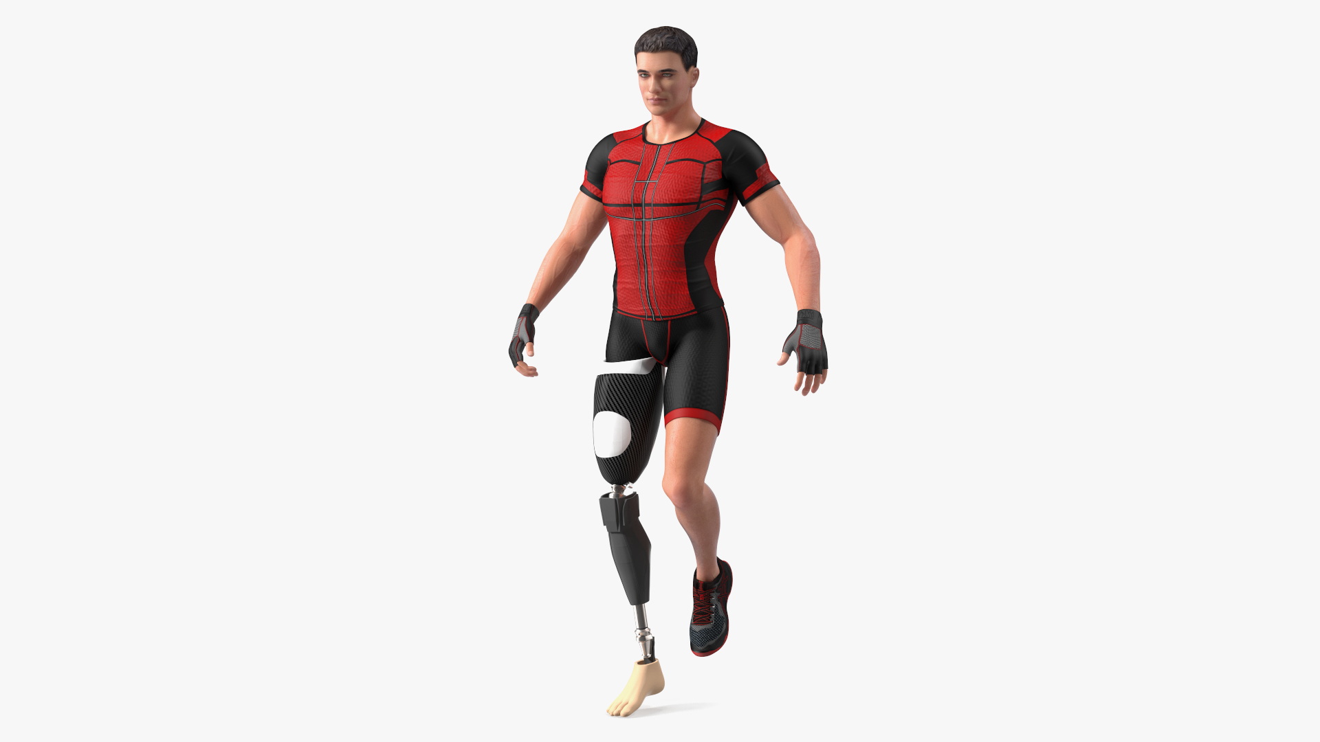 3D model Sportsman Wearing Prosthetic Leg Walking Pose