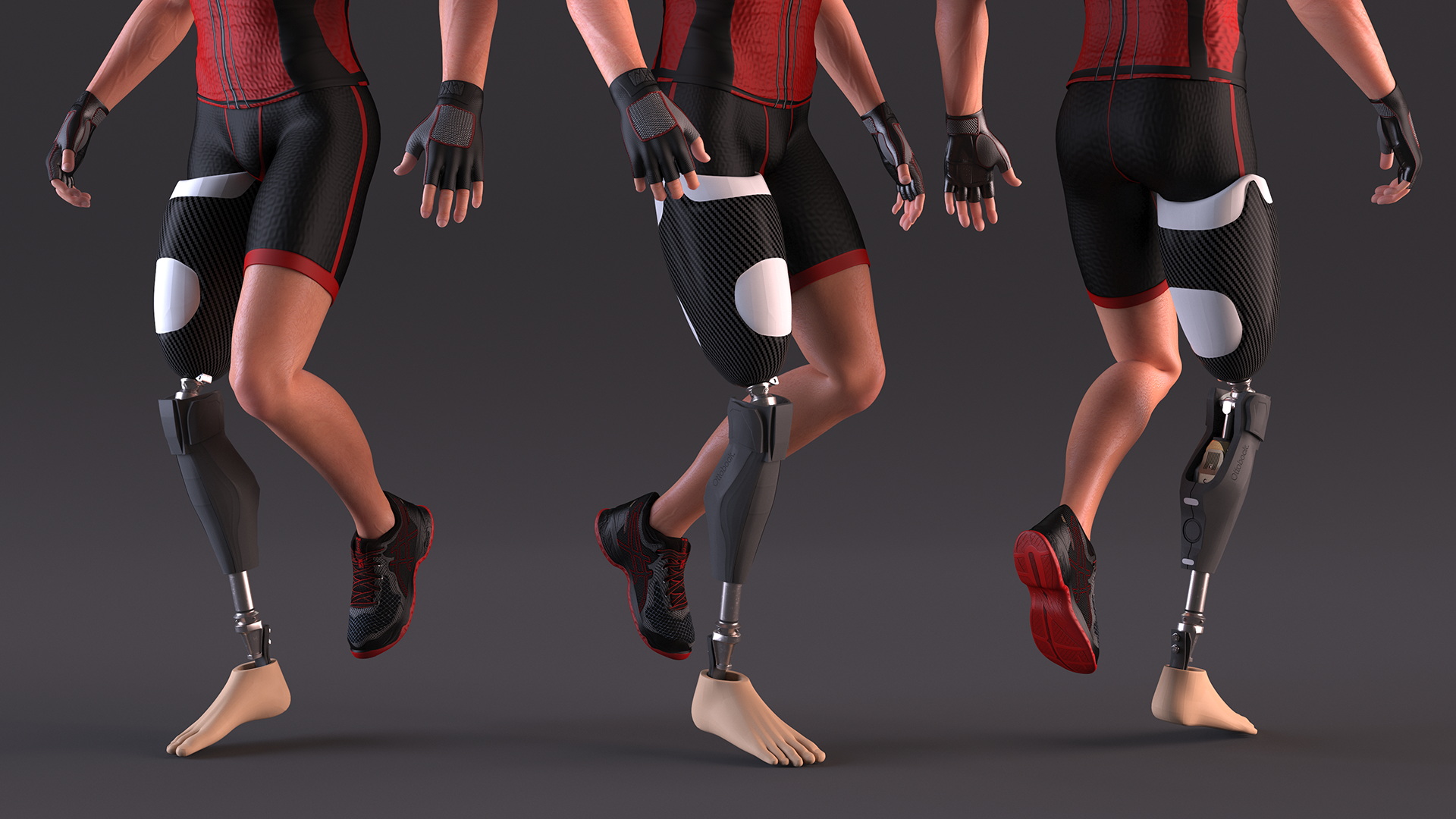 3D model Sportsman Wearing Prosthetic Leg Walking Pose