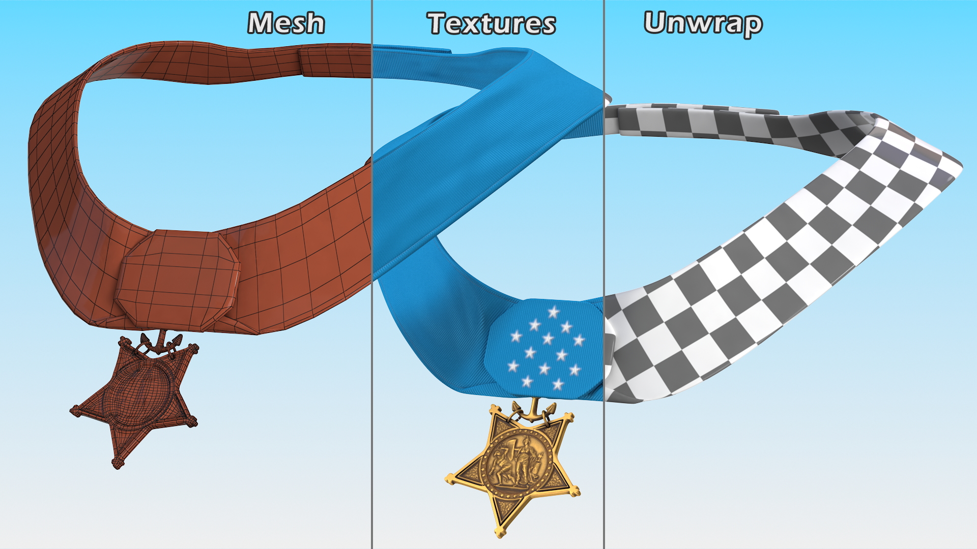 US Navy Medal of Honor Worn 3D