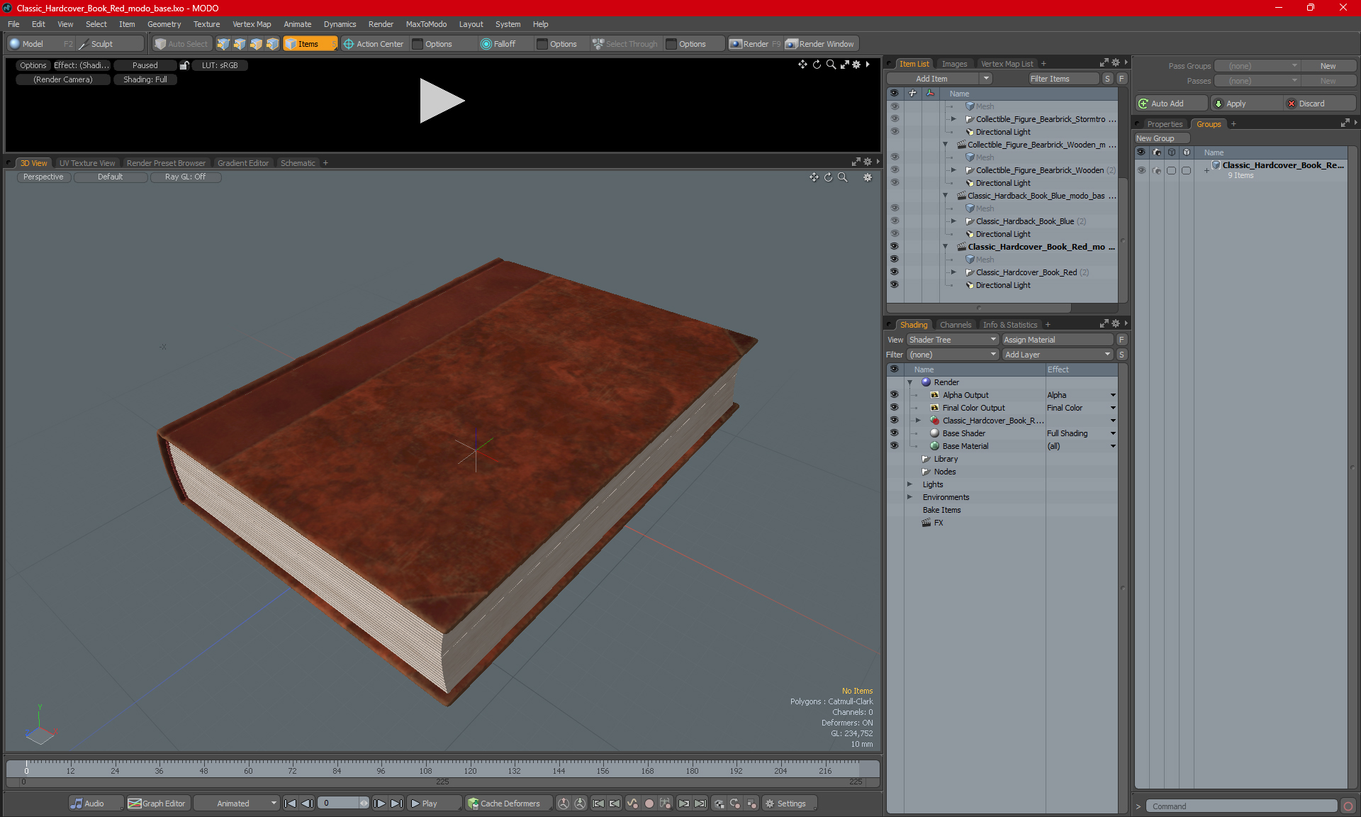 3D Classic Hardcover Book Red