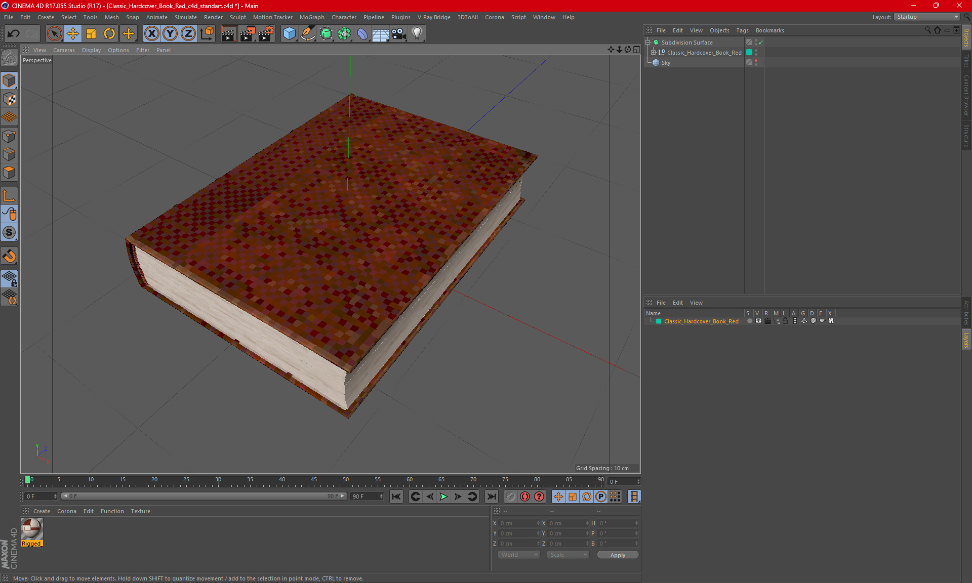 3D Classic Hardcover Book Red