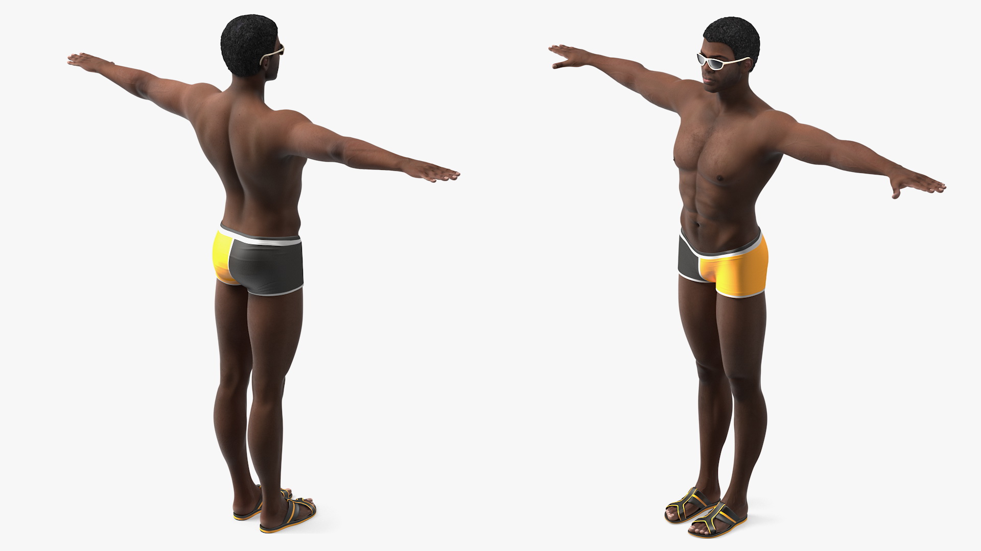 3D Afro American Man in Swimwear Rigged