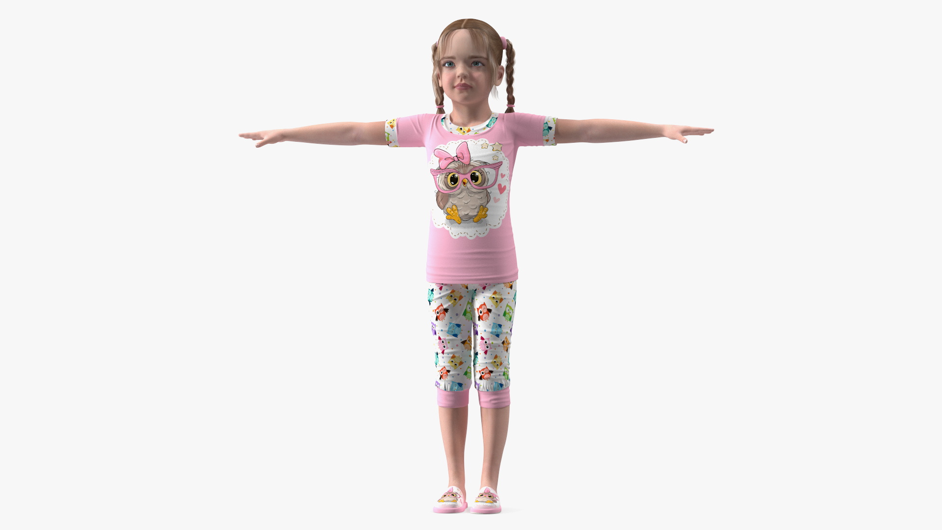 Baby Girl Pajamas T-Pose 3D model