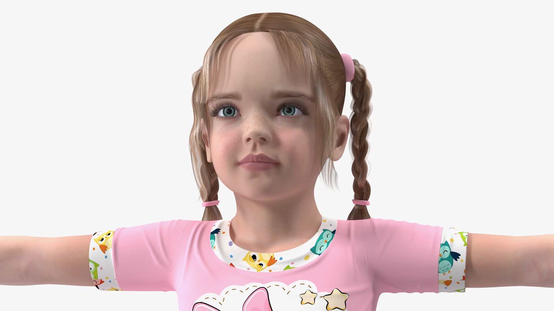 Baby Girl Pajamas T-Pose 3D model