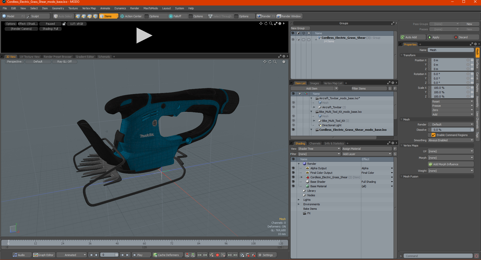 Cordless Electric Grass Shear 3D model
