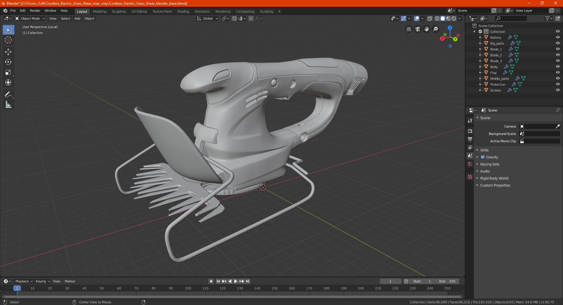 Cordless Electric Grass Shear 3D model