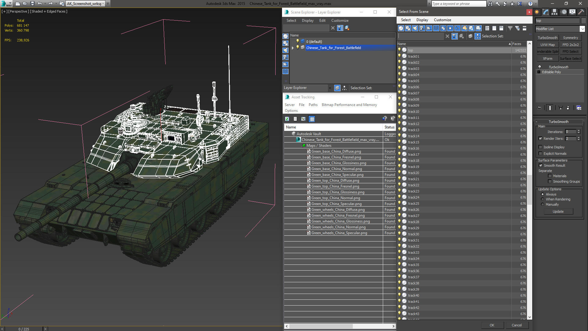 3D model Chinese Tank for Forest Battlefield
