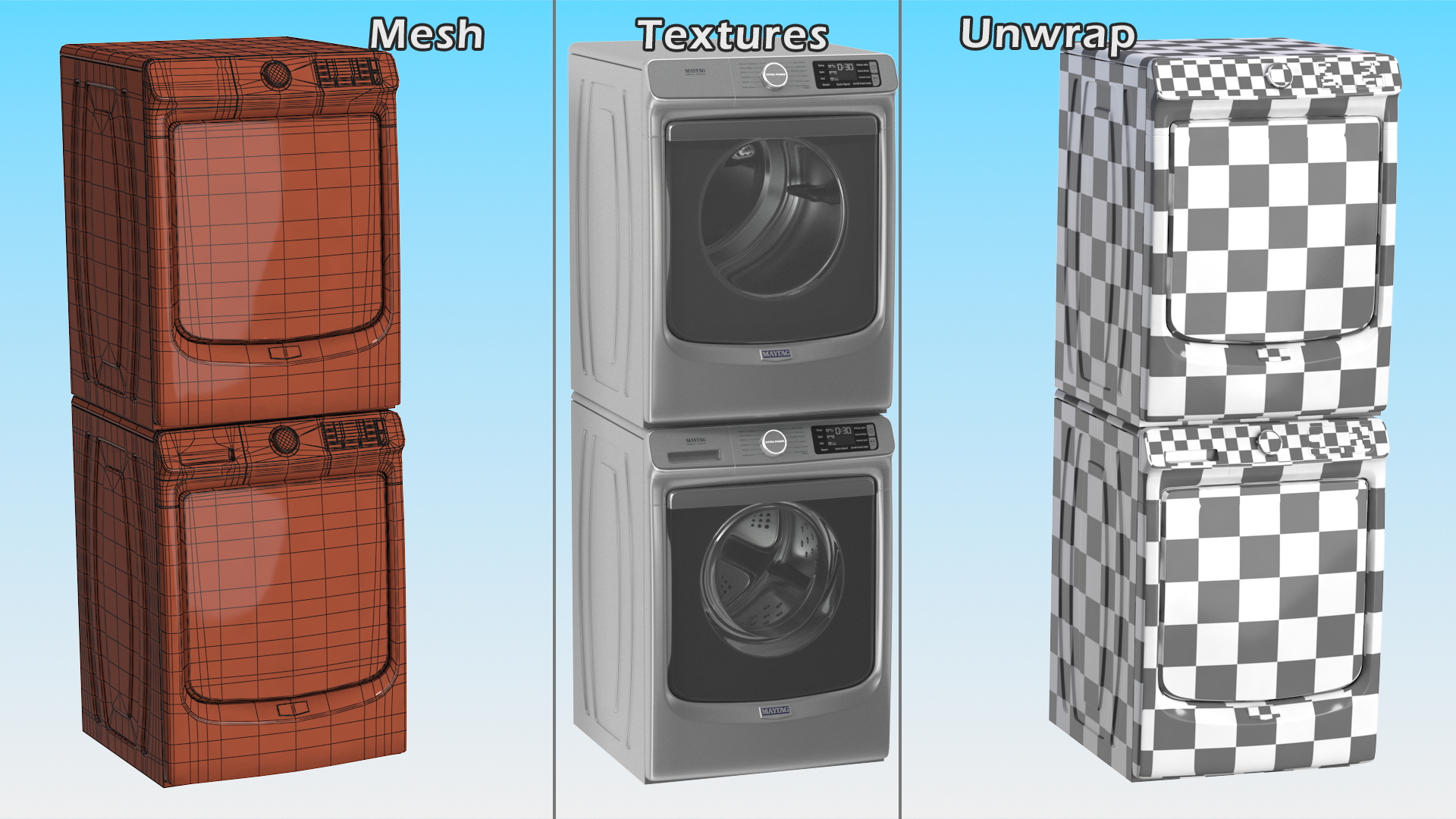 3D Maytag Washer and Dryer Set Metal model
