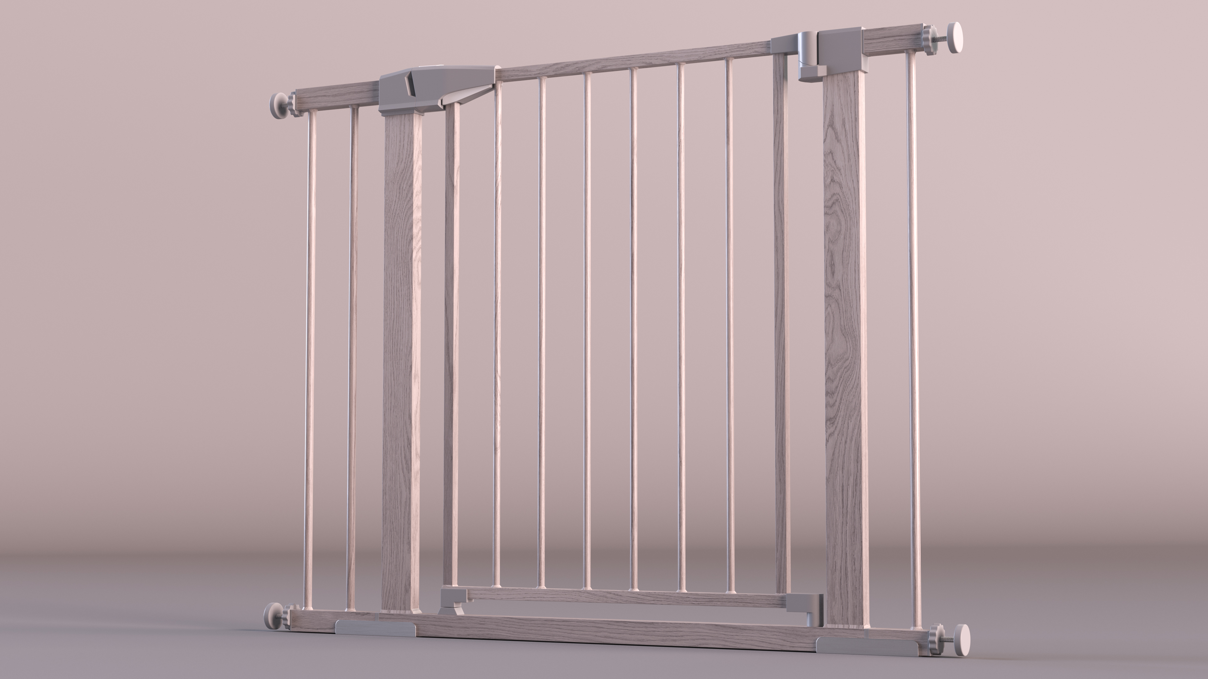 Metal Baby and Pet Gate Light Wood Pattern 3D