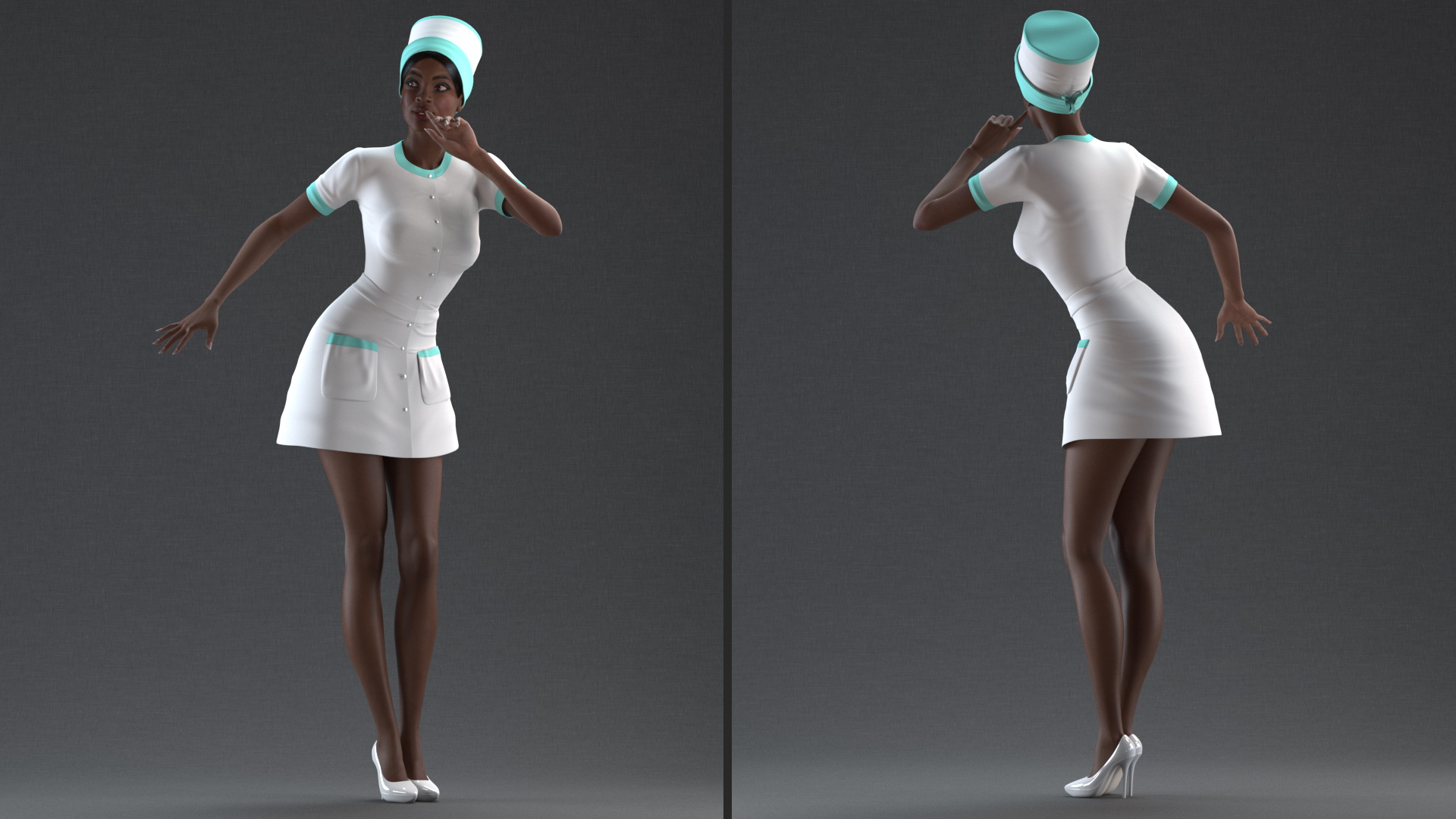 Dark Skinned Black Nurse 3D model
