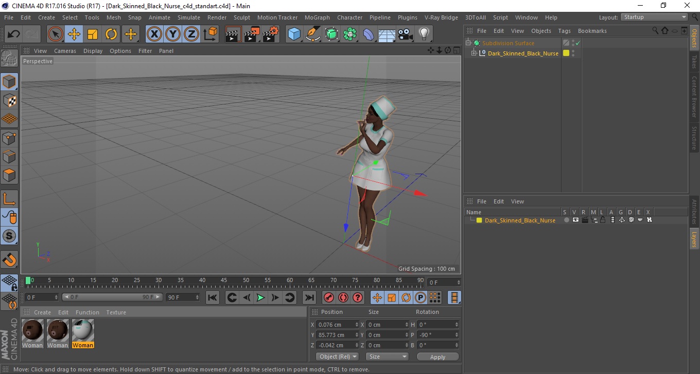 Dark Skinned Black Nurse 3D model
