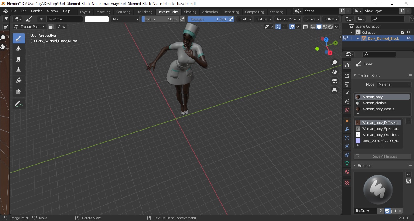 Dark Skinned Black Nurse 3D model