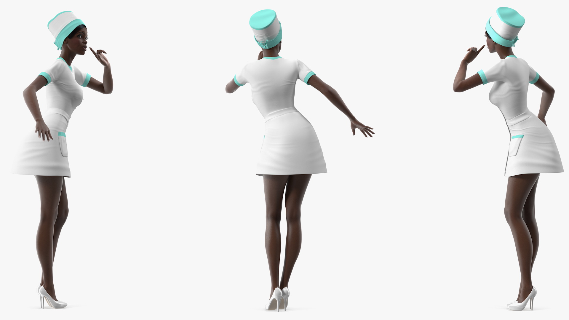 Dark Skinned Black Nurse 3D model