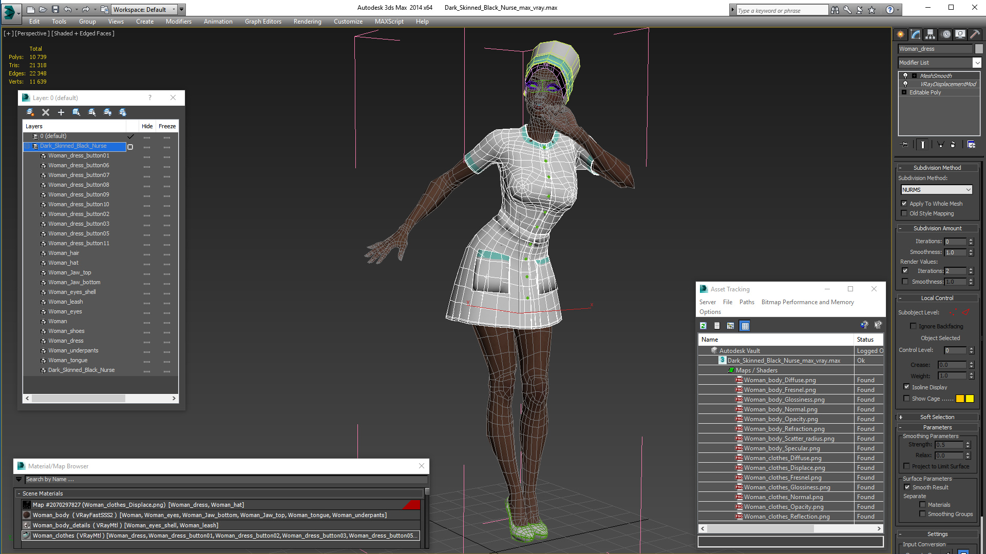 Dark Skinned Black Nurse 3D model