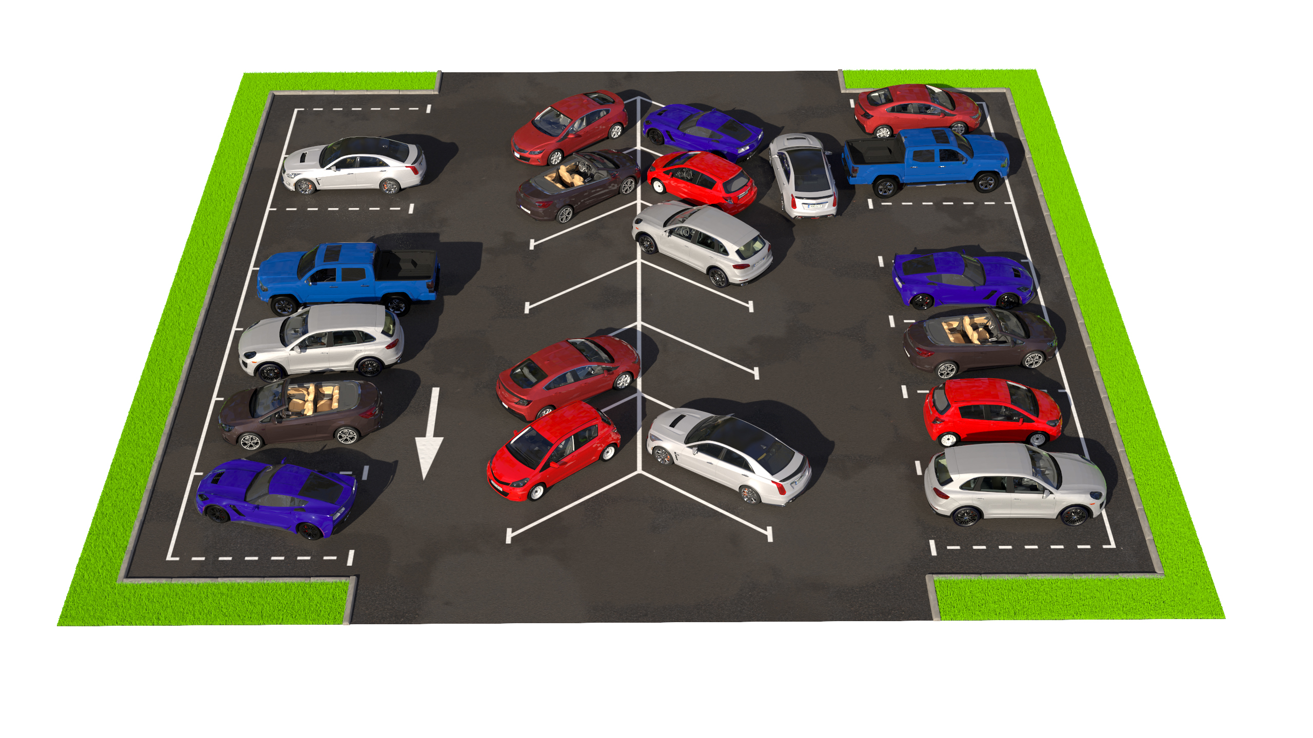 3D Street Car Parking 26 Lots Filled New Fur