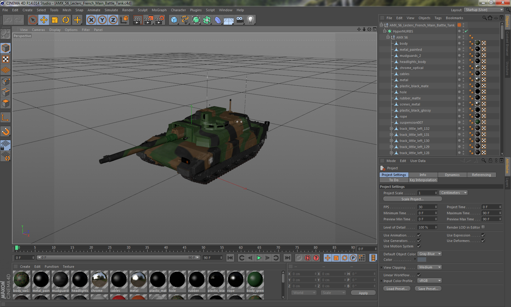 3D AMX 56 Leclerc French Main Battle Tank model
