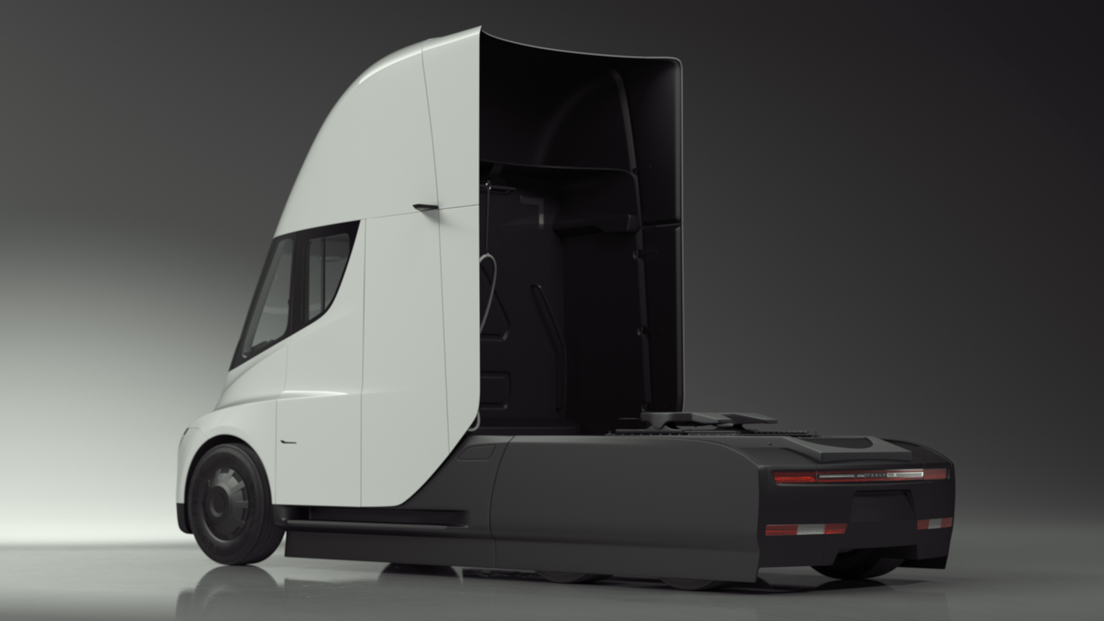 3D Tesla Semi Truck Painted Mockup