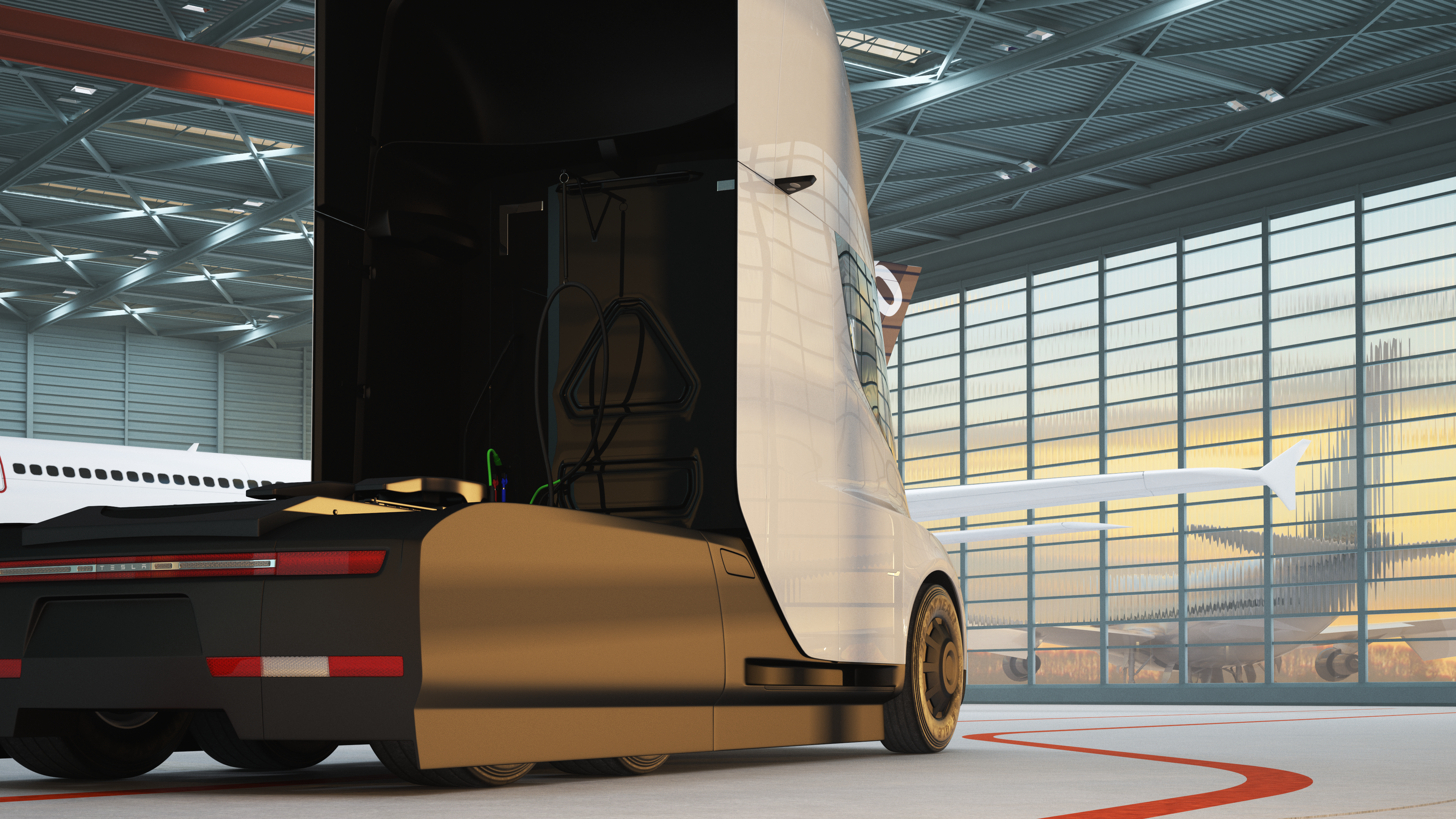 Tesla Semi Truck Painted Mockup, view 11