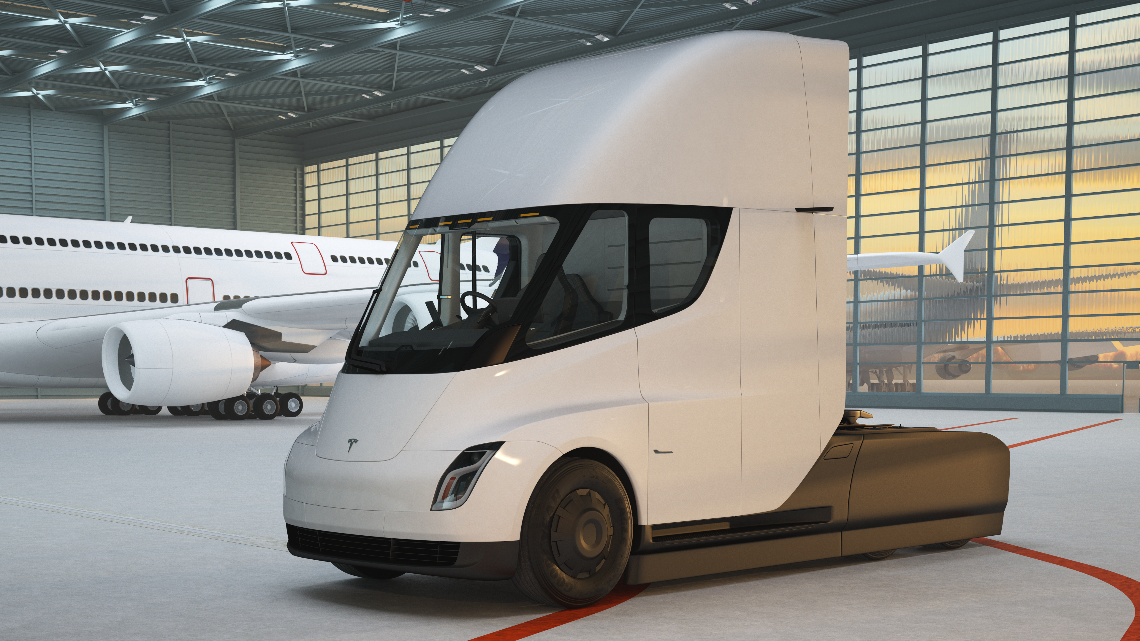Tesla Semi Truck Painted Mockup, view 12