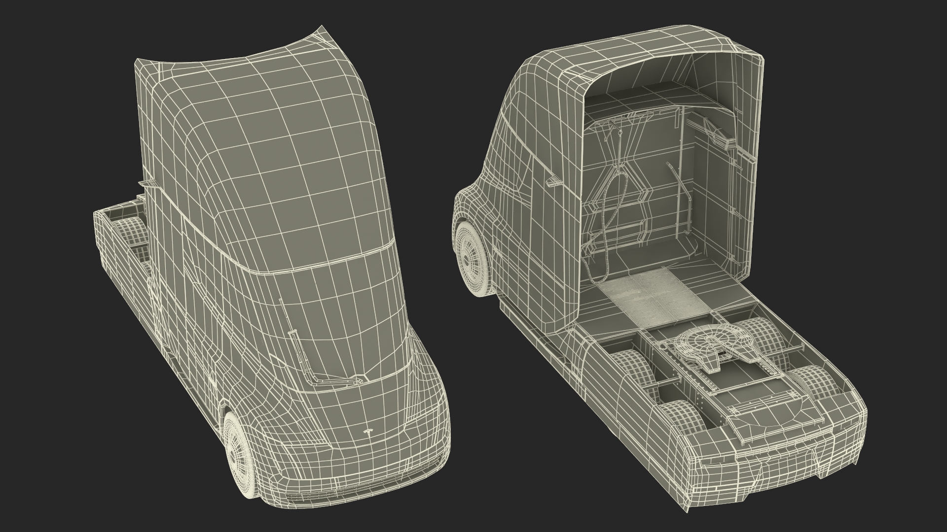 3D Tesla Semi Truck Painted Mockup