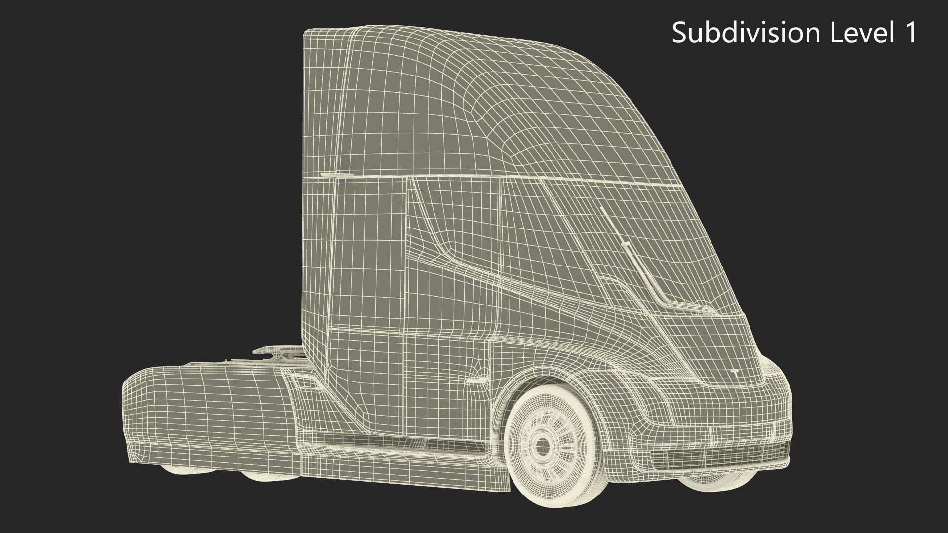 3D Tesla Semi Truck Painted Mockup