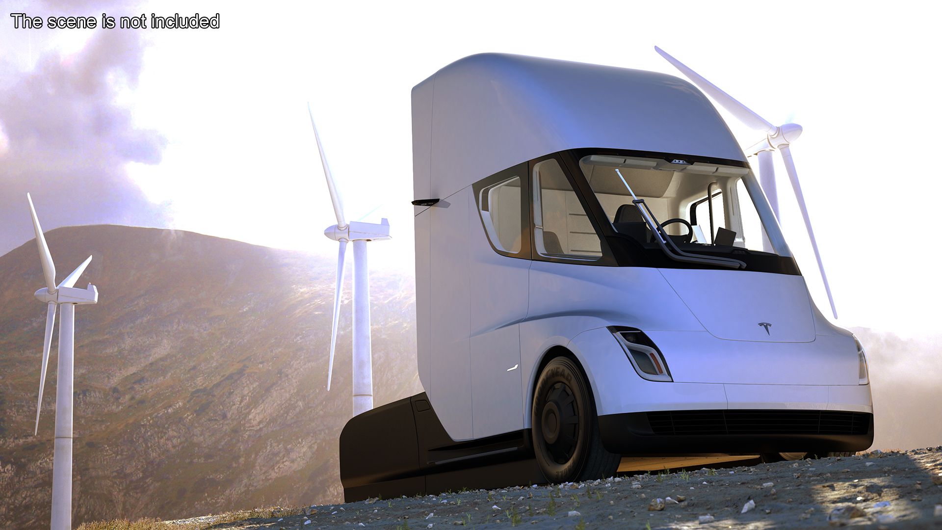 3D Tesla Semi Truck Painted Mockup