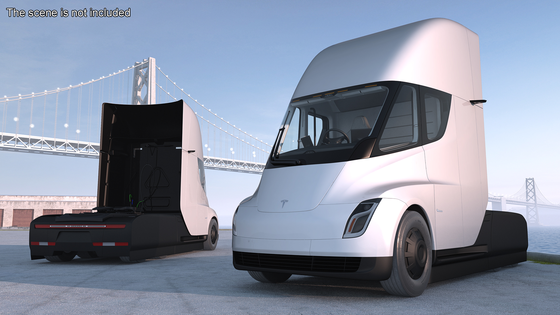 3D Tesla Semi Truck Painted Mockup