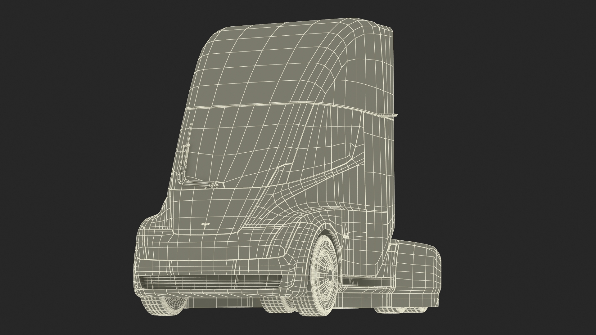 3D Tesla Semi Truck Painted Mockup
