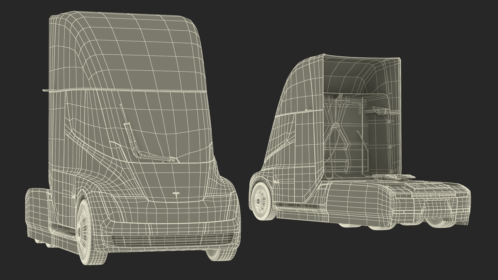 3D Tesla Semi Truck Painted Mockup