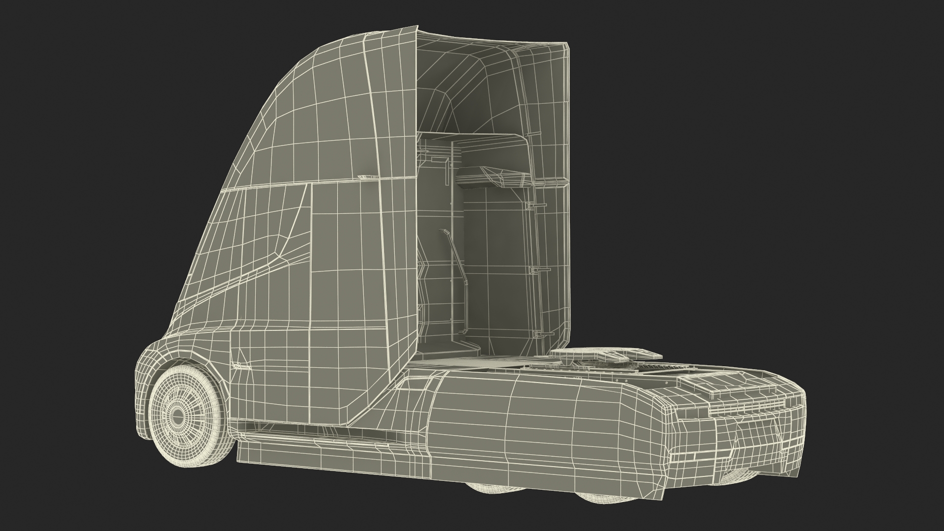 3D Tesla Semi Truck Painted Mockup
