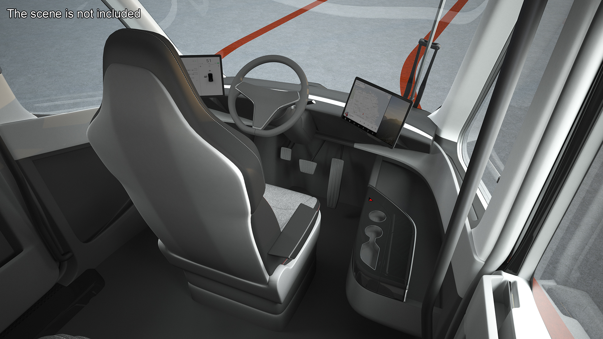 3D Tesla Semi Truck Painted Mockup