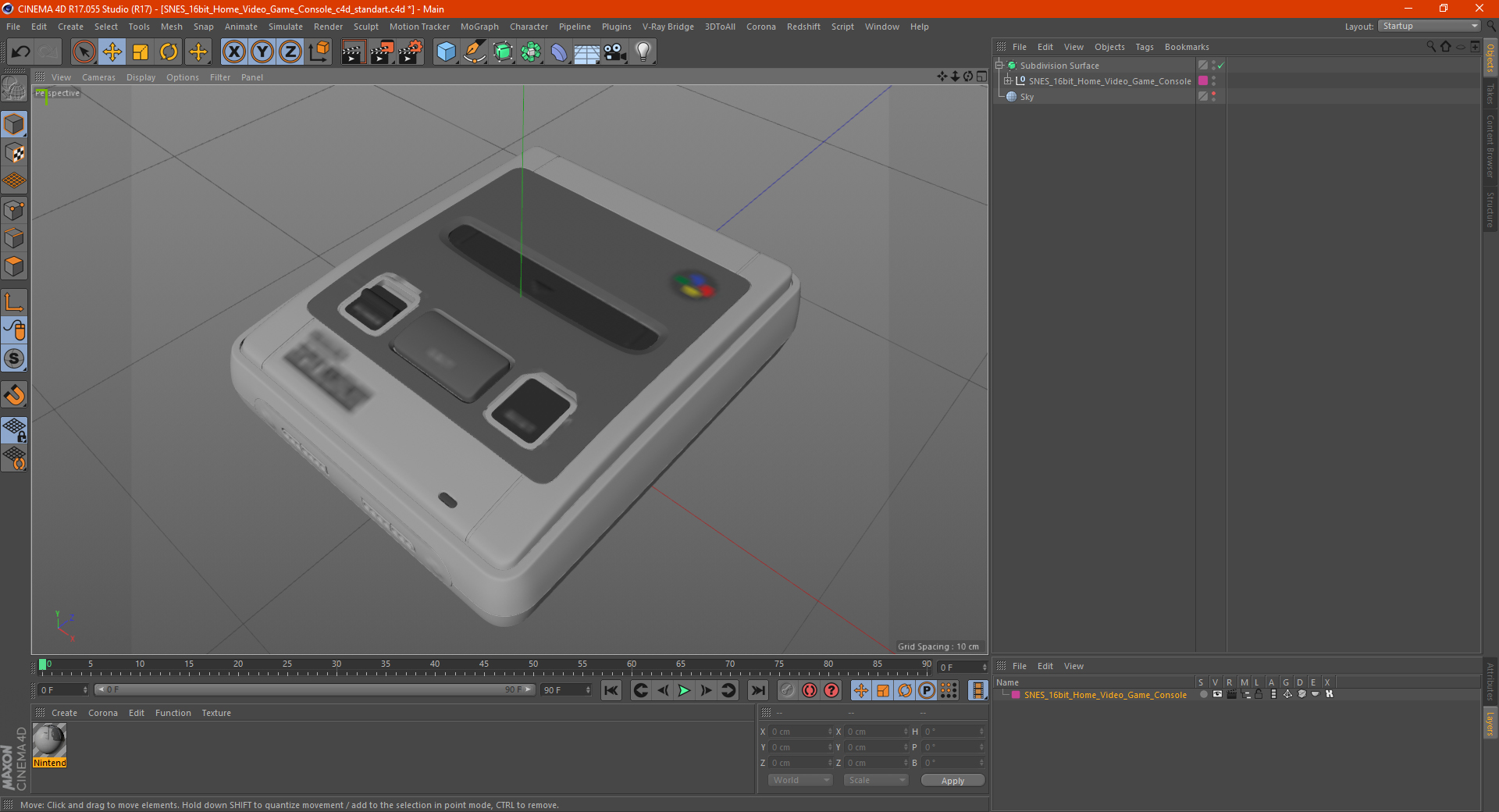 SNES 16bit Home Video Game Console 3D model