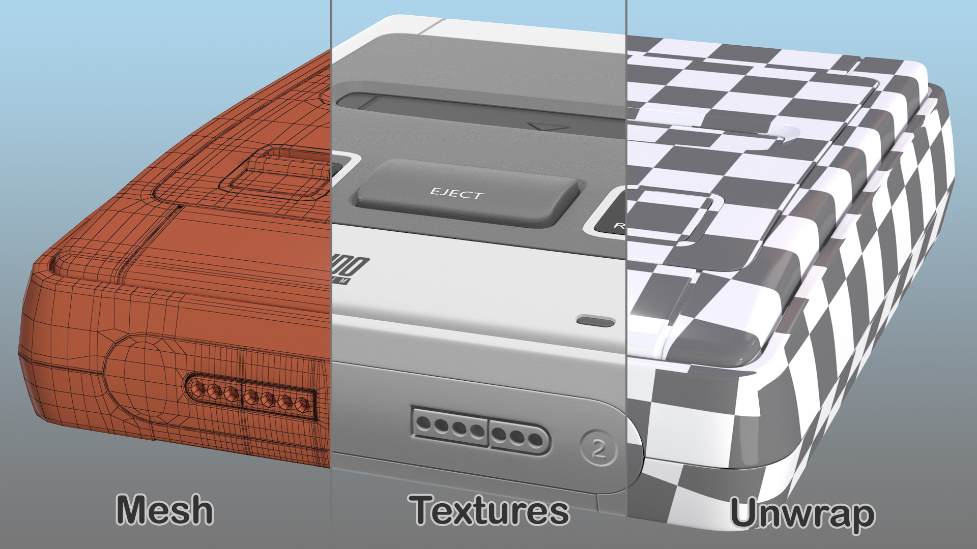 SNES 16bit Home Video Game Console 3D model